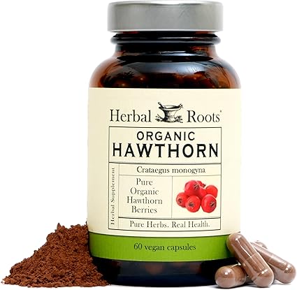Herbal Roots Organic Hawthorn Berry Capsules | Extra Strength 1,200mg