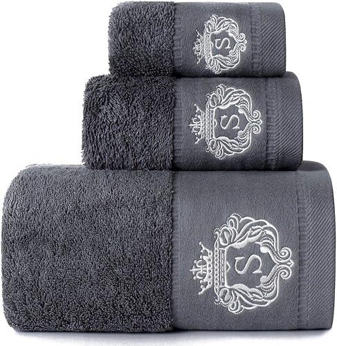 Sunshinejing Juego de toallas de baño de 100 % algodón puro 1 toalla de baño, 1 toalla de mano y 1 toalla, baño de lujo, súper suave, calidad de