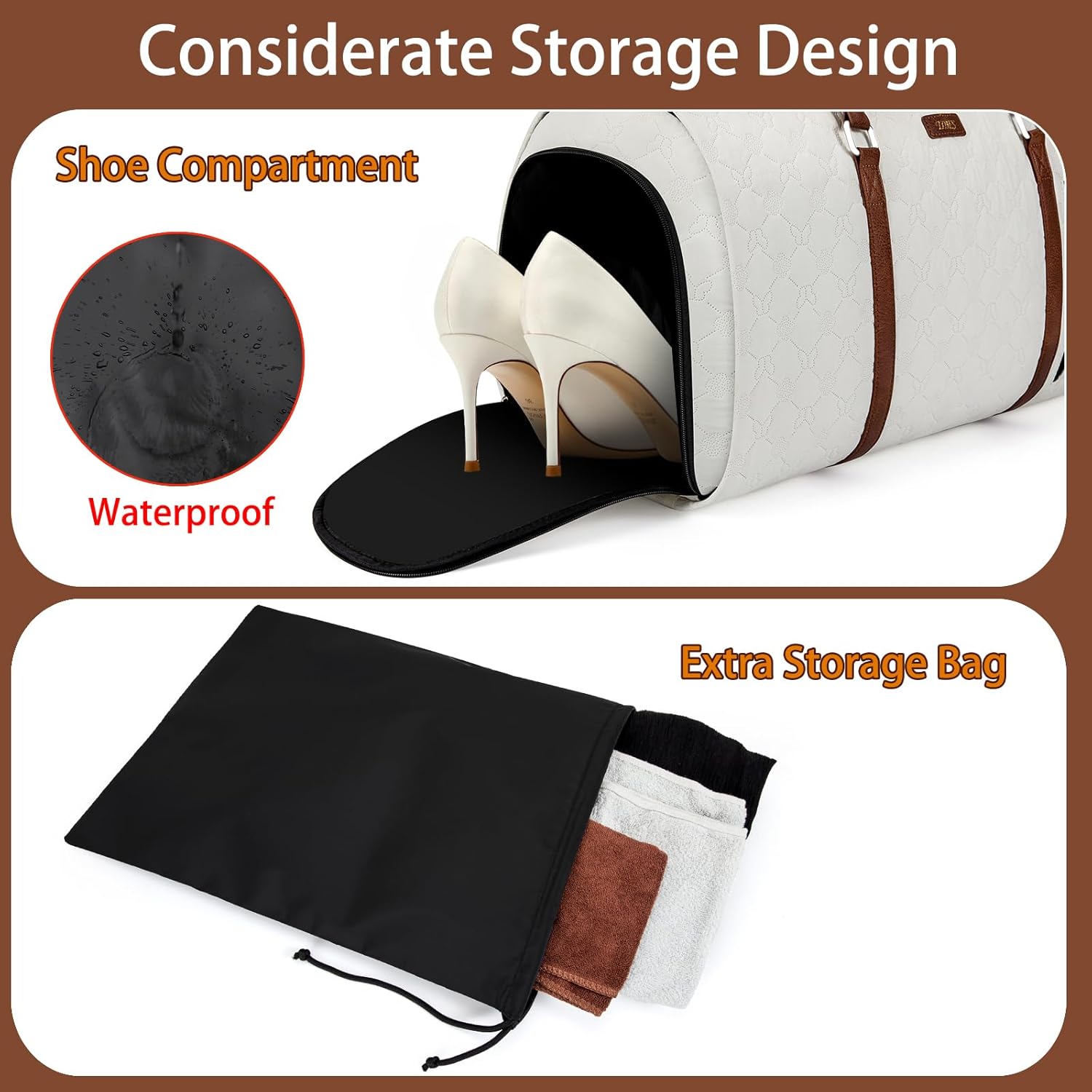 Convertible 2-in-1 Garment Bags for Travel, Carry On Garment Duffle Bag With Shoe Compartment Large Weekender Bag for Women Men Hanging Suitcase Suit Travel Duffel Overnight Bags 4pcs Set - Image 2