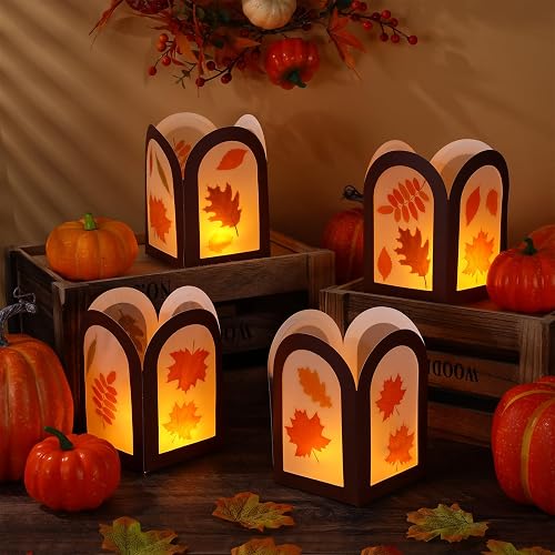 Marspark 24 Sets Fall Crafts Maple Leaf Paper Lantern Thanksgiving