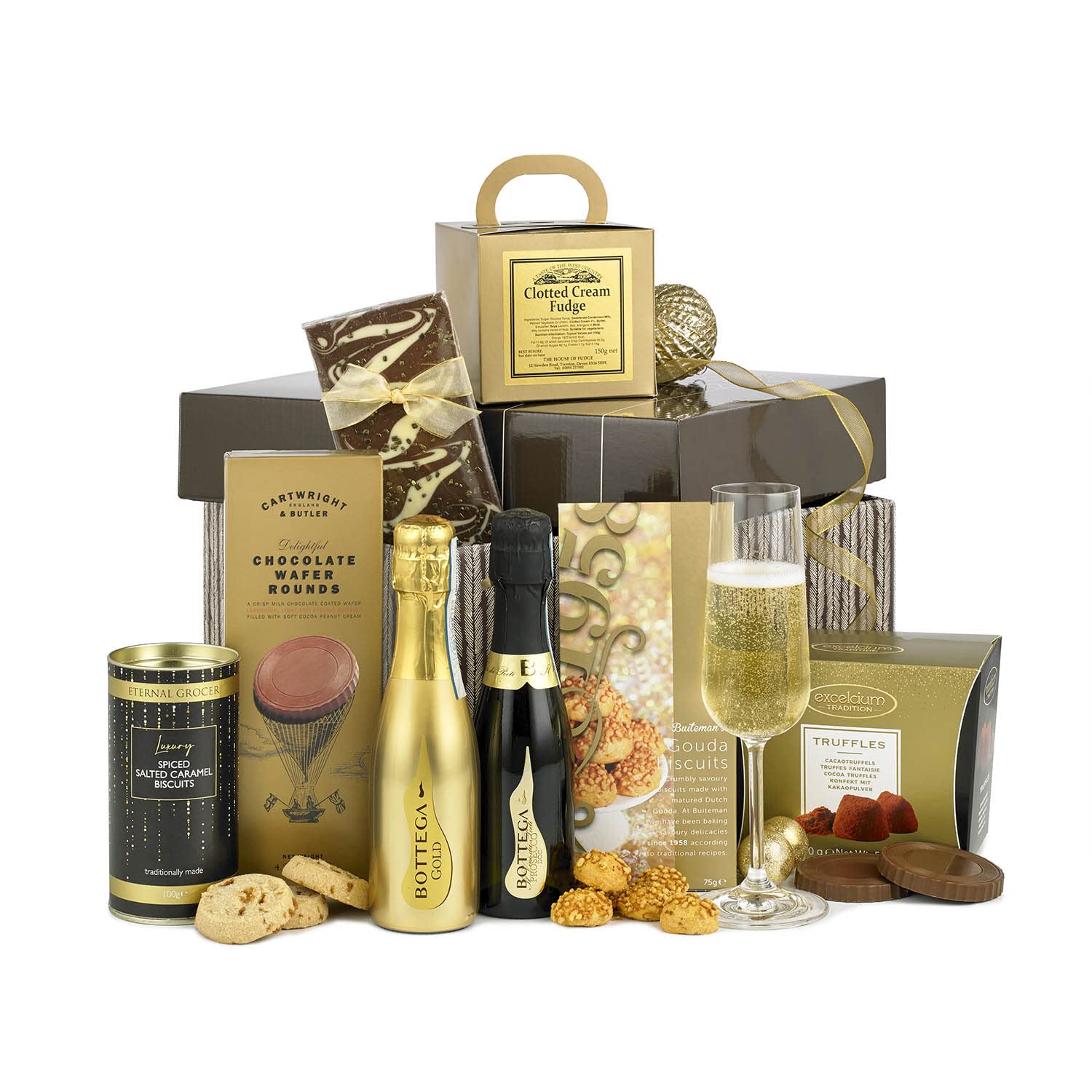 Thornton & France Prosecco & Chocolates Hamper Gift | Two Bottles Of Sparkling Wine With Sweet Chocolate Snacks | The Sparkle With 9 Delicious Items