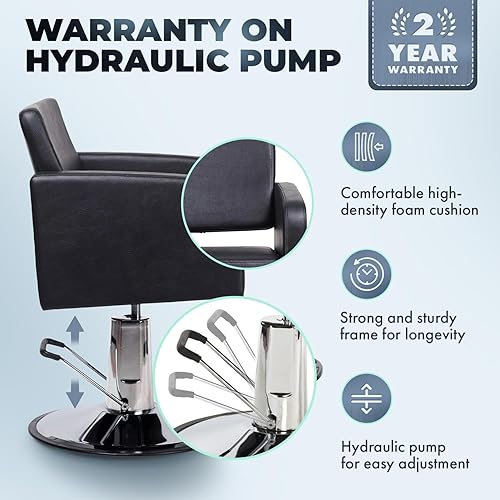 Miniatura 5 de Buy-Rite Shelby - Silla de estilo Shelby para salones, vinilo negro, asiento extra ancho, diseño europeo, brazos redondeados, soporte lumbar