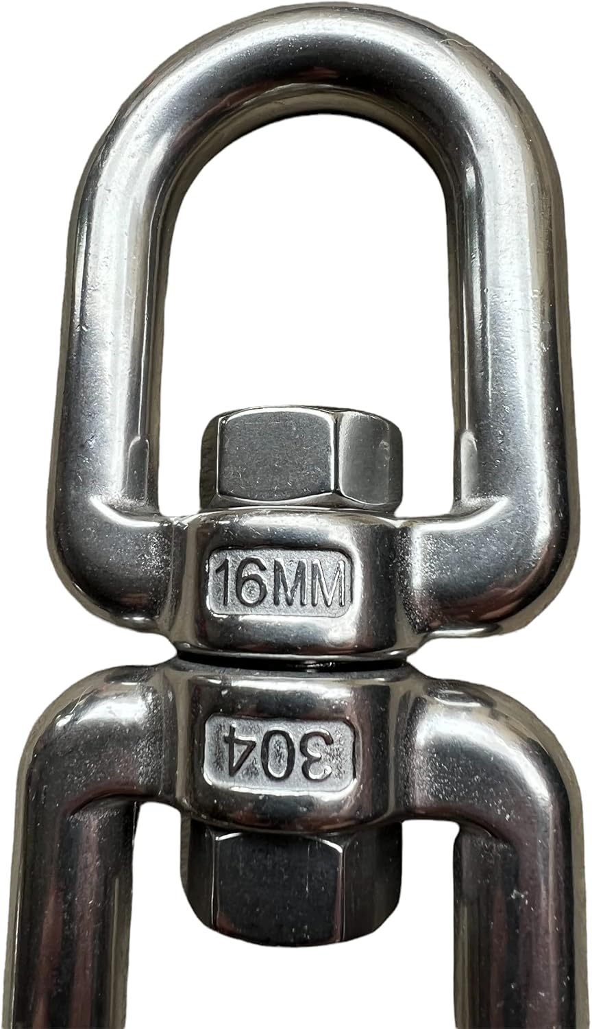Stainless Steel Swivel Double Eye Swivel Marine Saltwater Grade Industrial (16mm, 1)