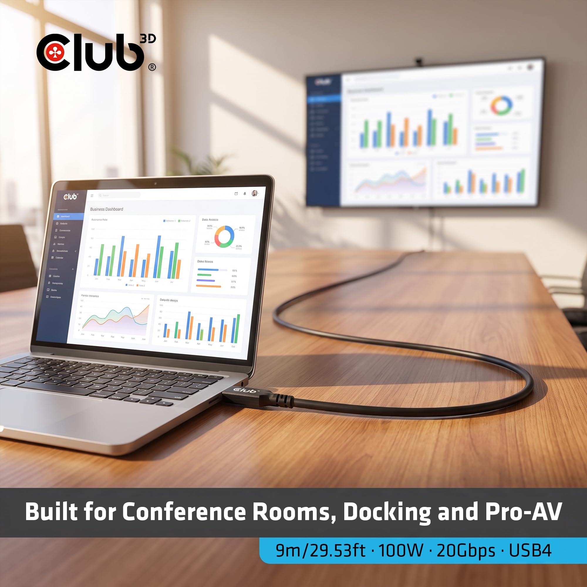Club 3D CAC-2509 USB-C® Cavo passivo 8K60Hz 100W 20Gbps USB4 9m