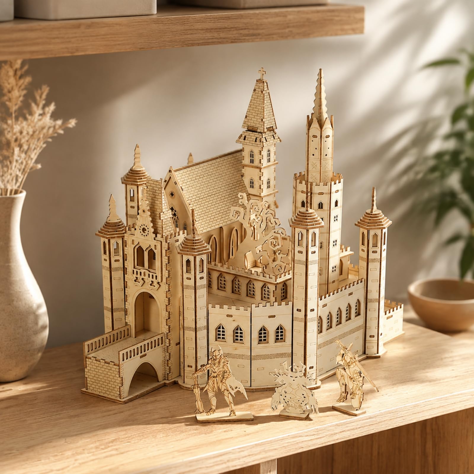 Modello di Fantasy 3D in Legno Regalo Creativo Puzzle di Fantasy con Figure Atmosfera Magica per Studio