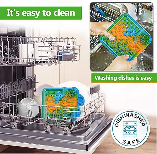 Miniatura 6 de Alfombrilla para lamer perros y gatos, 2 alfombrillas para lamer perros con ventosas para aliviar la ansiedad del perro, comedero lento para perros,