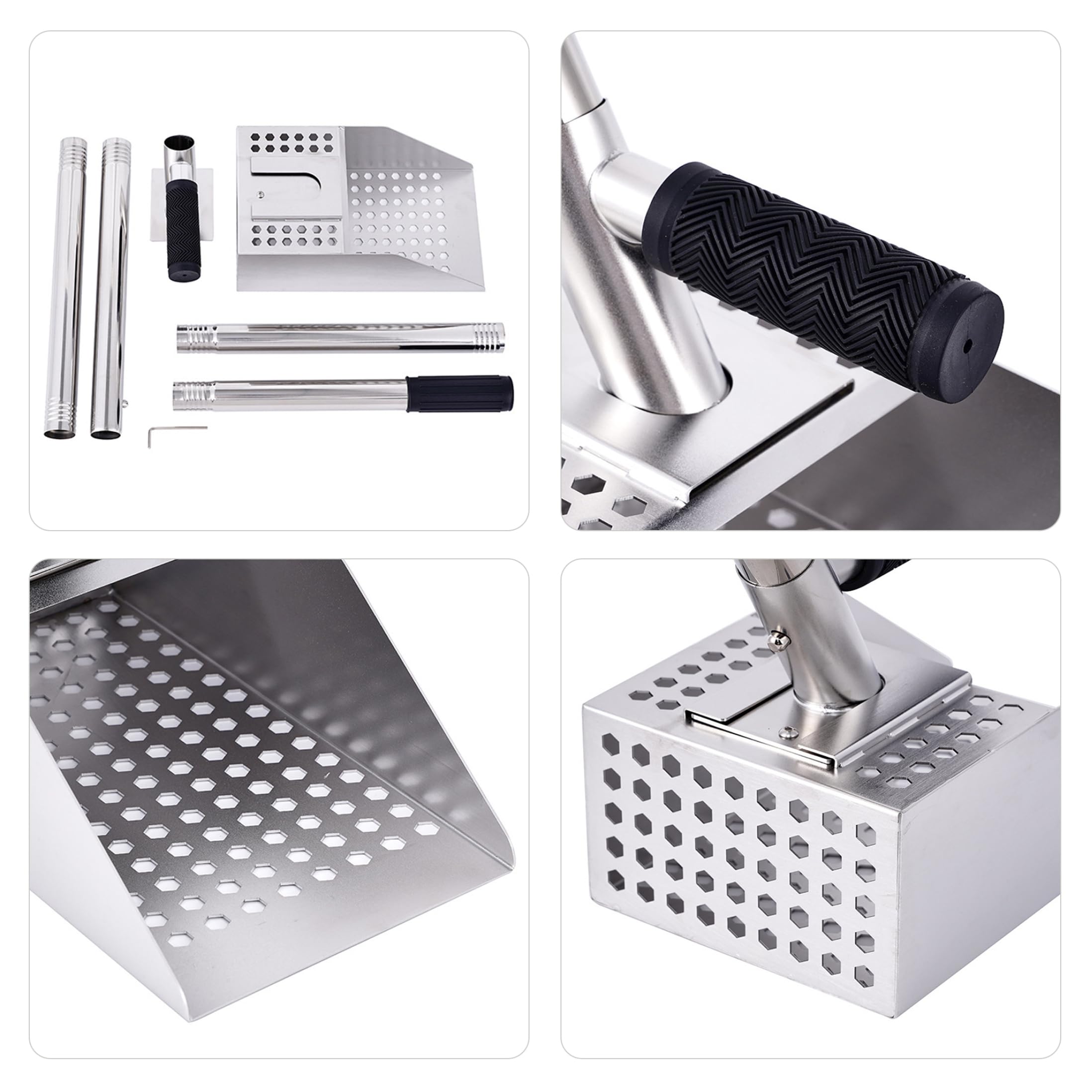 Pala de Arena Resistente, Pala de Arena Cuadrada para detección de Metales, de Playa de Acero Inoxidable 304, Mango Extensible, tamizado rápido, 50 Pulgadas