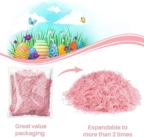 Miniatura 6 de Sukh Papel triturado de pasto de Pascua, relleno de papel de rafia biodegradable como relleno de cesta de confeti para bonita caja de regalo de