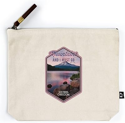 Sisters, Oregon, The Mountains are Calling and I Must Go, Contour (100% Cotton Canvas Travel Accessory Go Bag)