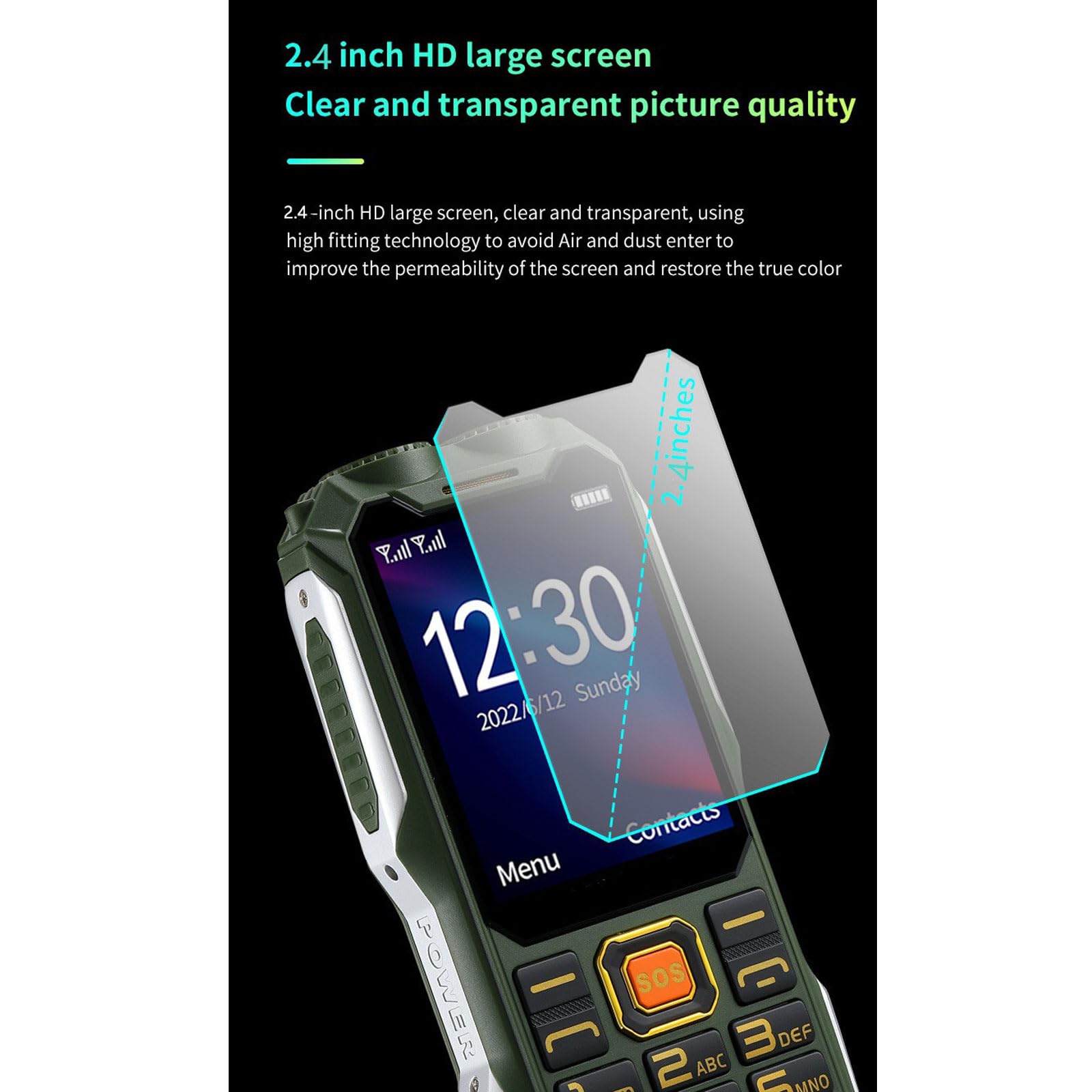 2,4 "" Ekran Telefon Komórkowy Old Osoba, łatwy Użyciu Starszy Telefon Komórkowy 2G Dual SIM Senior Telefon Dużą Pojemnością Baterię Dual LED Big Głośnik SOS Przycisk,Black