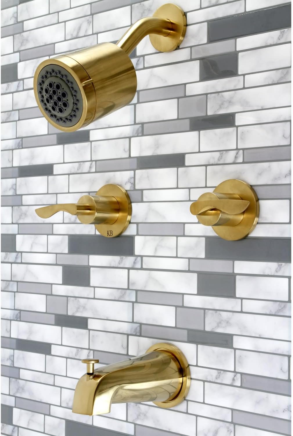 Kingston Brass KBX8148SVL Serena Double-Handle Tub and Shower Faucet in Brushed Nickel