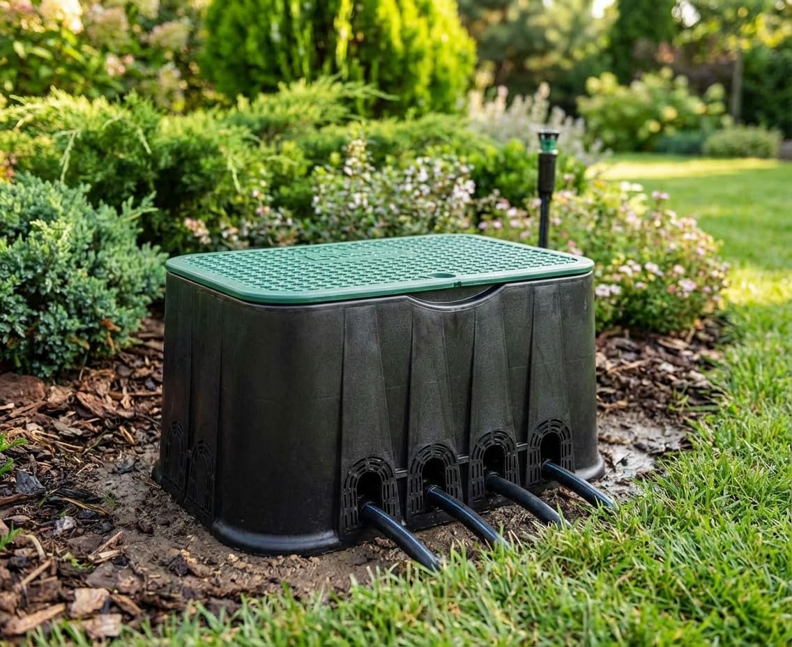Suinga Arqueta de Riego Jardin 60x43x31 cm | Arqueta Riego Rectangular para Electrovalvulas | Arquetas de Riego con Tapa Jardin | Arquetas para Sistemas de Riego | Arqueta jardineria
