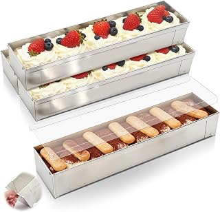 Blushtier 4 PC Tiramisu Cake Pan with Acrylic Lid, 15.75 x 3.94 x 2.56 Inch