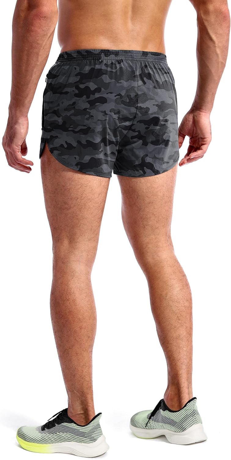 Pudolla Men’s Running Shorts 3 Inch Quick Dry Gym Athletic Workout Shorts for Men with Zipper Pockets - Image 4