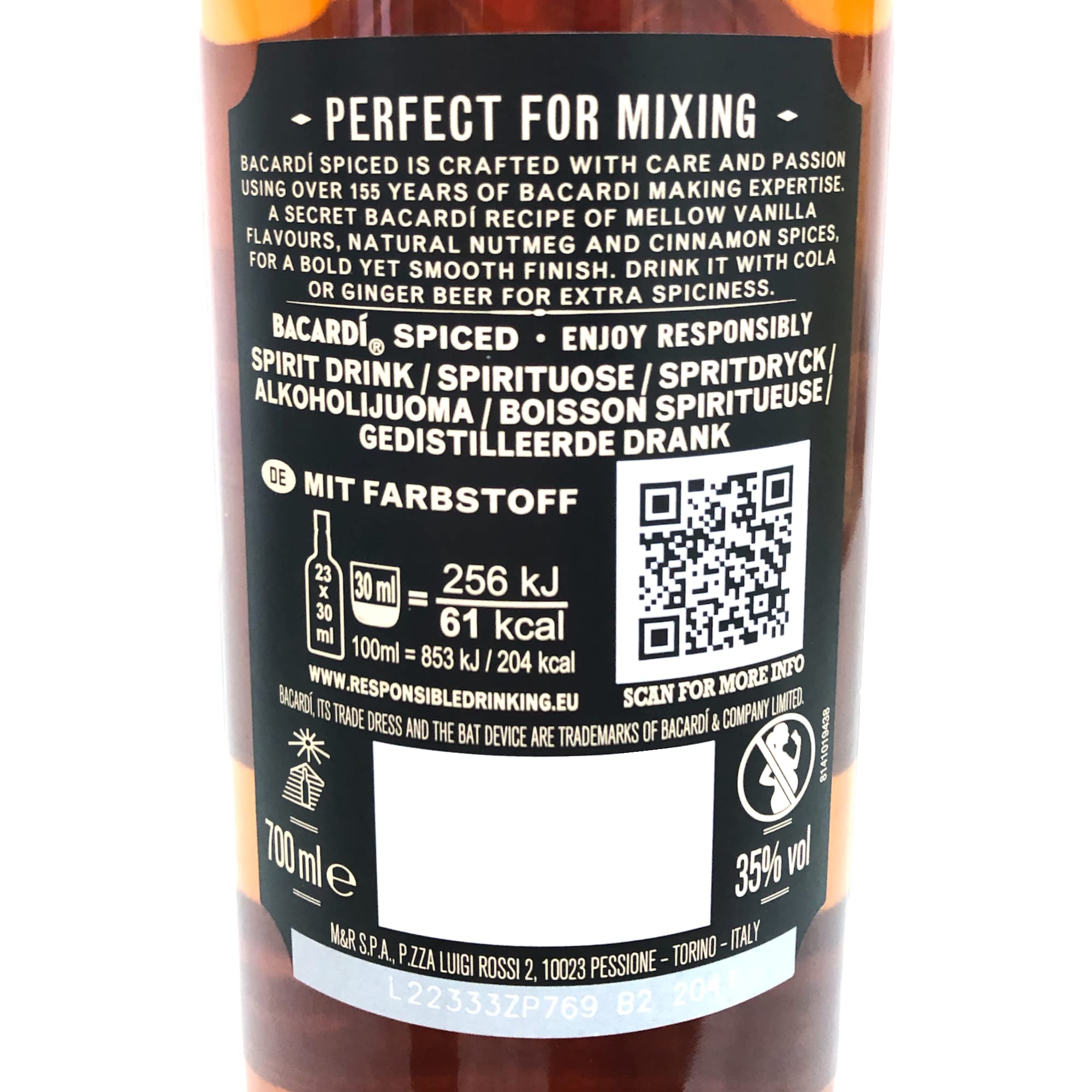 Bacardi Spiced 35% 6er Pack (6x700ml Flasche) + usy Block