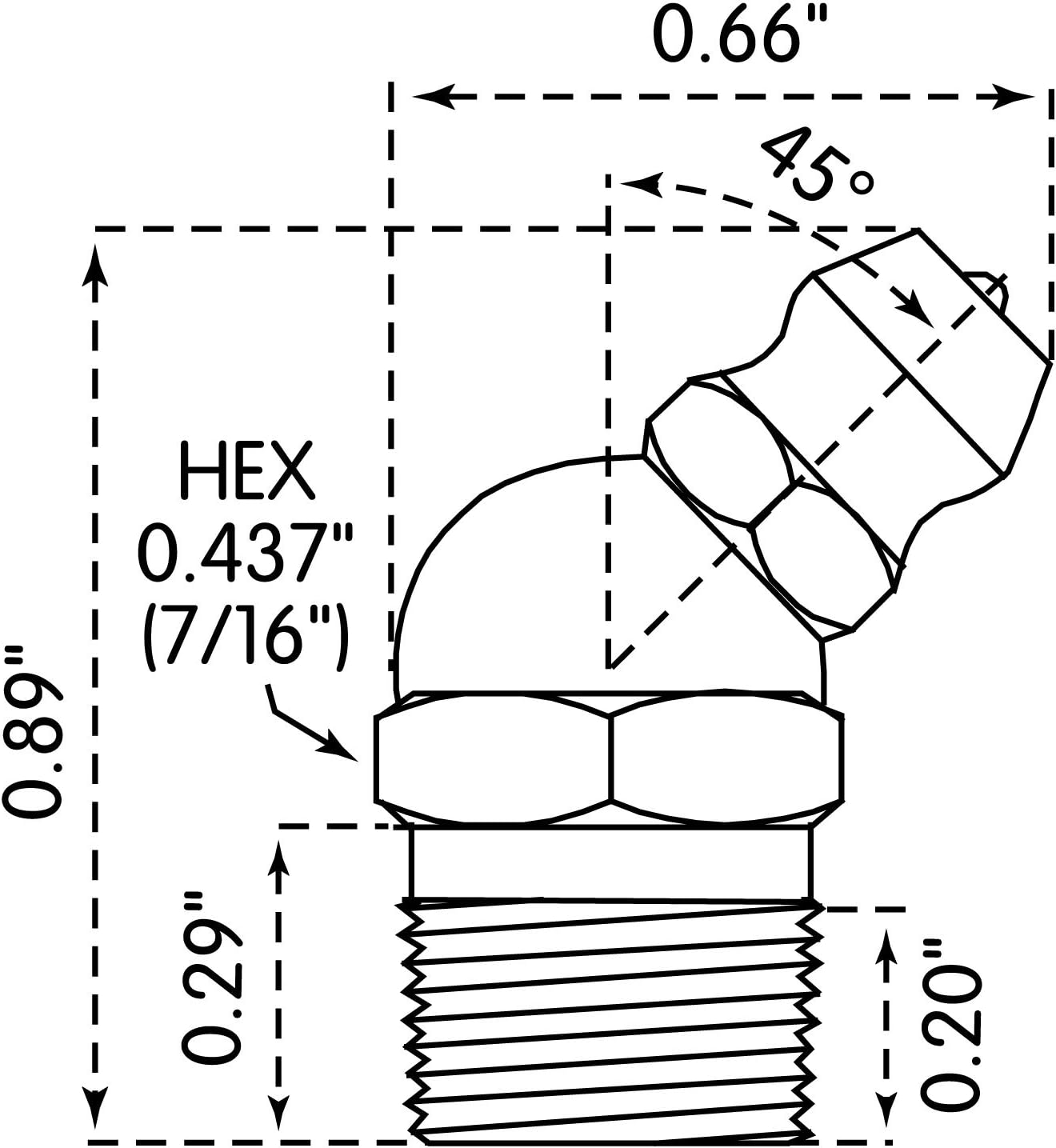 LUMAX LX-3113-10 Gold/Silver 1/8" P.T.F. Special Short 45 Degree 0.89" Long Grease Fitting, (Pack of 10). Ideal for use on Heavy Industries, Agricultural and Constant Equipment.