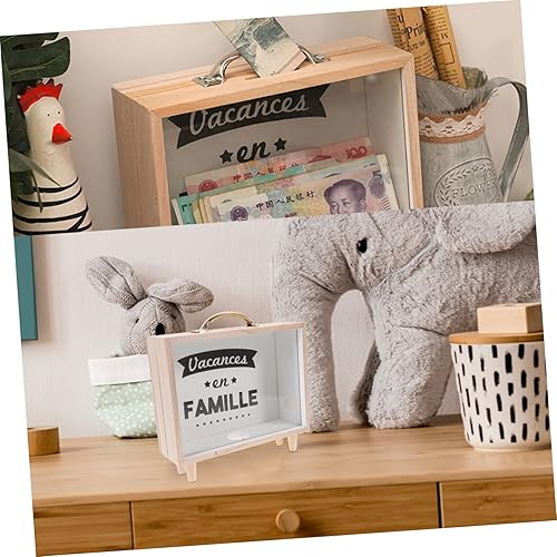 Miniatura 2 de Vaguelly Caja de dinero de madera Alcancias de para adultos, fondo de madera transparente, sombra, marco de madera, alcancía, alcancía para adultos,