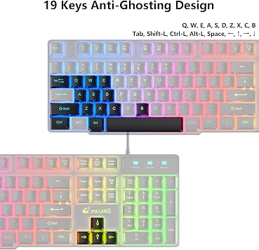 Gaming Keyboard and Mouse Set, 104 Keys UK Layout QWERTY Rainbow Backlit Keyboard, 2400 DPI 4 Buttons Colorful Mice, Comfortable MousePad, USB Wired, Compatible with Windows Mac PC PS4, Black
