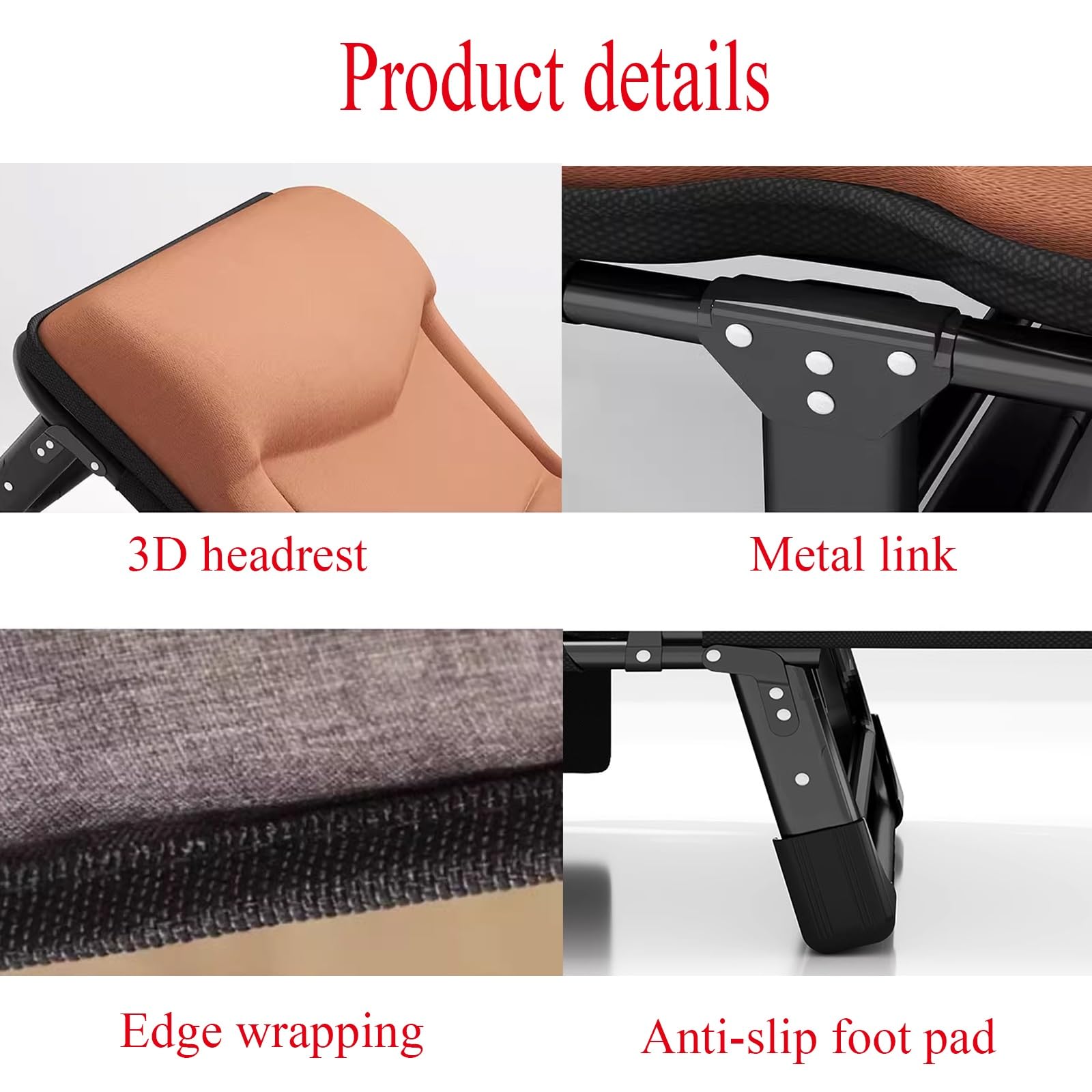 Campingbett Klappbar Kleines Packmaß, Campingbett Feldbett Klappbar, Faltbar Gästebett Bis 200kg, Schlafbett für Das Reisebüro im Freien Neigungsstufe 4(Orange,190 * 70cm)