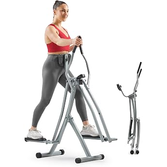 Sunny Health & Fitness SF-E902 Air Walk Cross Trainer Glider، شاشة LCD، أقصى وزن 100 كجم، طول الخطوة 762 مم، Home Tra