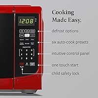 Vista 3 de Farberware Horno microondas de encimera de 0.7 pies cúbicos, 700 vatios de potencia, configuración de cocción automática, descongelación, fácil Rojo