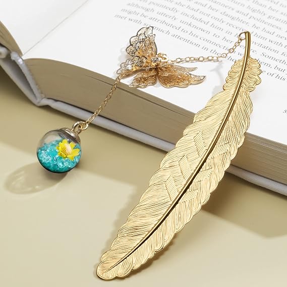 Metal Feather Bookmark,Mothers Day Teacher Appreciation Gifts for Women | End of Year Teacher Gifts Christmas Stocking Stuffers Bookmarks for Women Mom Readers Book Lovers