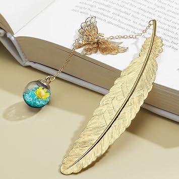 Metal Feather Bookmark,Mothers Day Teacher Appreciation Gifts for Women | End of Year Teacher Gifts Christmas Stocking Stuffers Bookmarks for Women Mom Readers Book Lovers