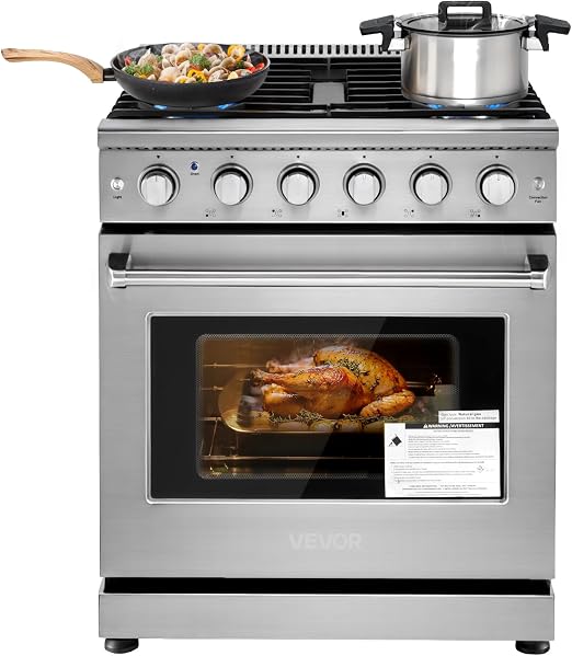 VEVOR Gas Range Oven, 30 Inches Width, Freestanding Stainless Steel