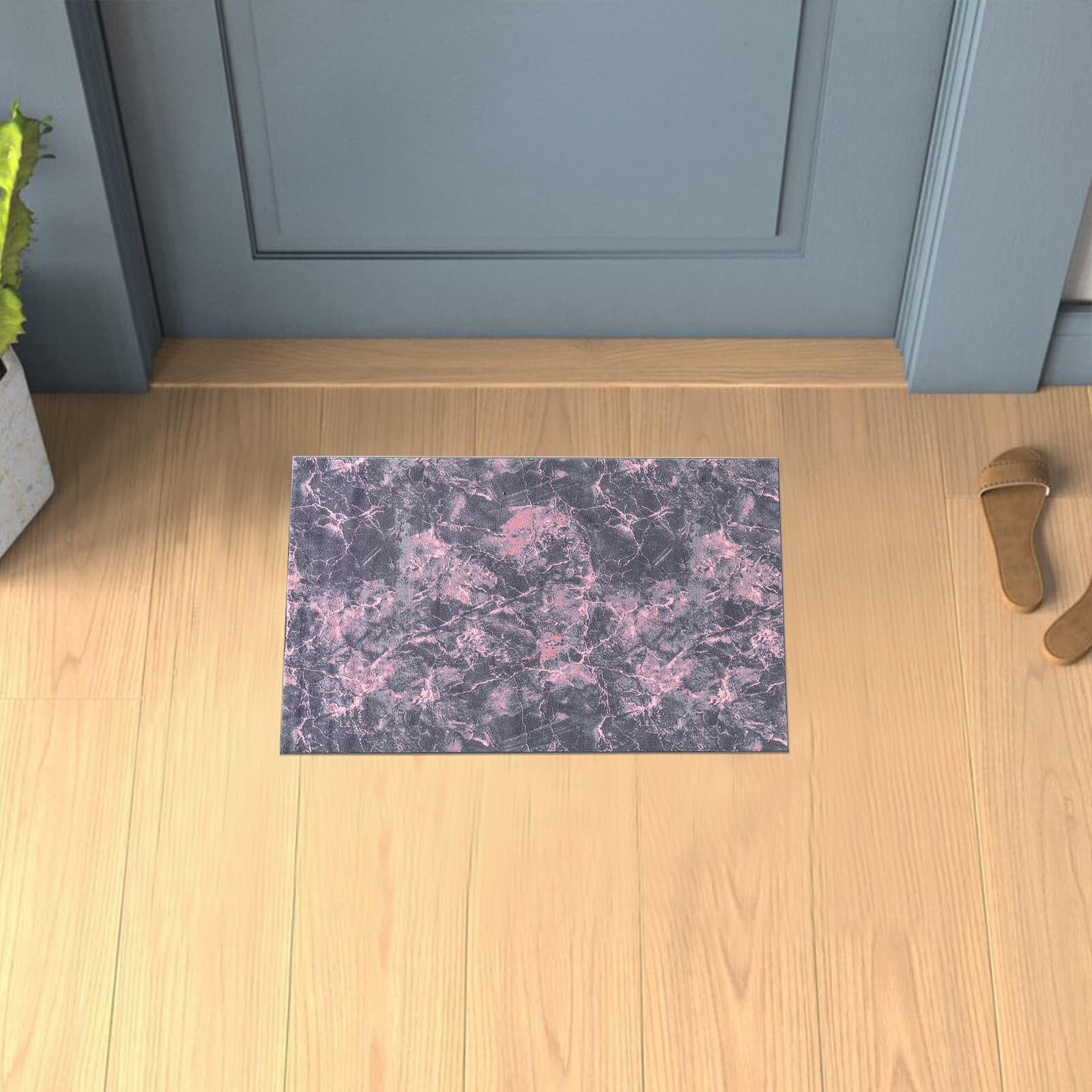 renoazul® Anti-Skid Doormats Inside With Gel Back - Marble Rug - 40 x 60 cm - Pink - Washable Low Pile Rug, Gel Backed Floor Mats - Ideal For Living Room, Bedside, Entrance And Welcome Mat.