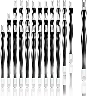 Allstarry 30 Pieces Nail Cuticle Trimmer Remover Rubber Nail Cleaner Double Head Dead Skin Cuticle Knife Removal Fork Plastic Handle Cuticle Pusher Nail art Tools for Girls Women and Men - Black
