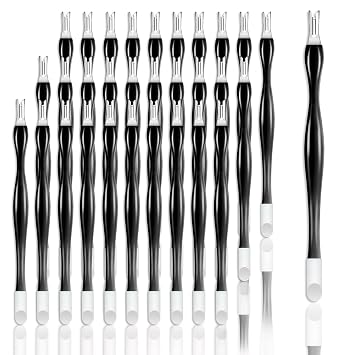 Allstarry 30 Pieces Nail Cuticle Trimmer Remover Rubber Nail Cleaner Double Head Dead Skin Cuticle Knife Removal Fork Plastic Handle Cuticle Pusher Nail art Tools for Girls Women and Men - Black