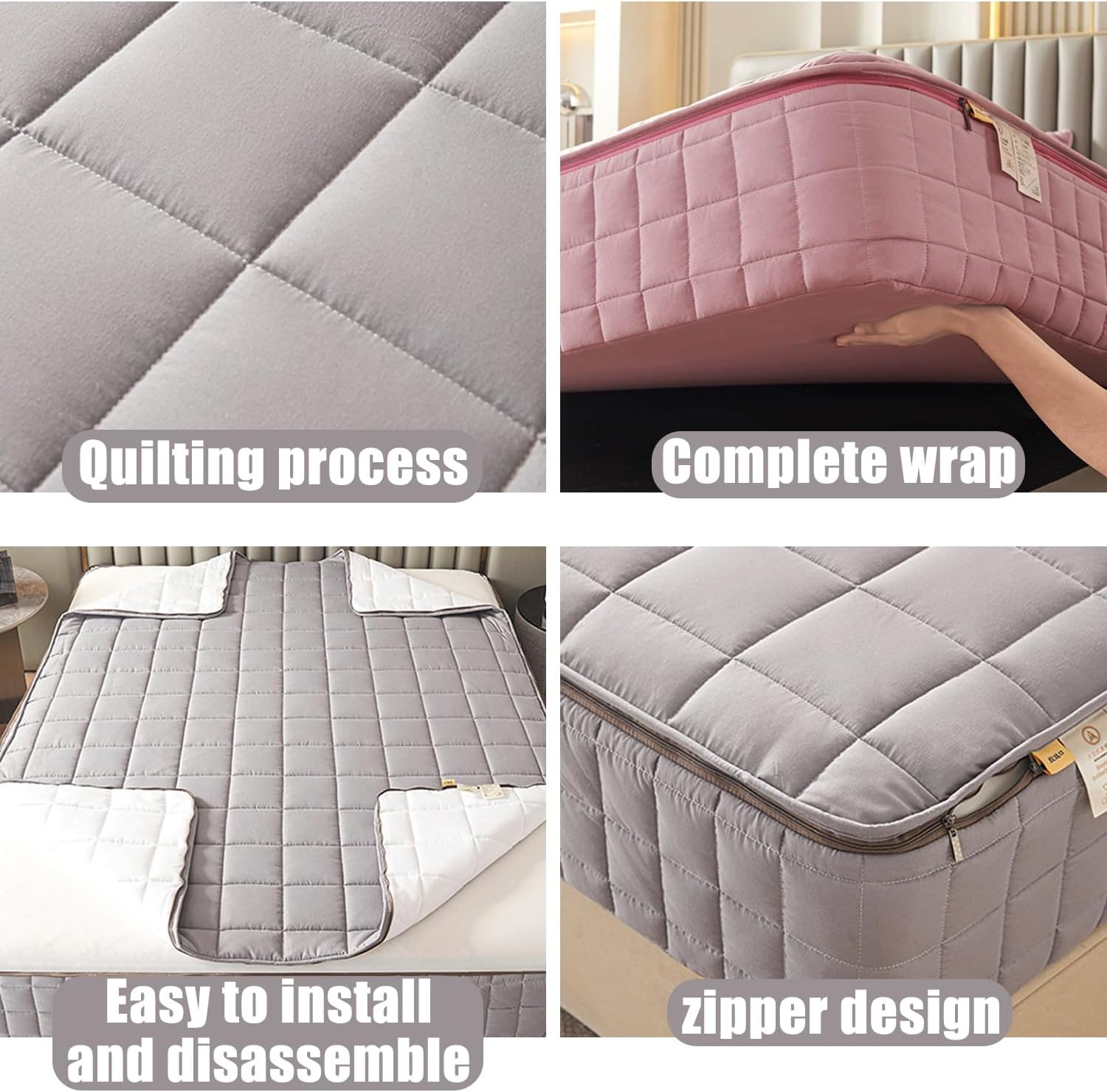 Blue/a,90 * 200+20cm,LDLCYCN Waterproof Mattress Protector Customizable Quilted Mattress Cover Zip Up Bed Mattress Topper Breathable Fitted Sheet Soft Mattress Encasement Cover for Bedromm Hotel