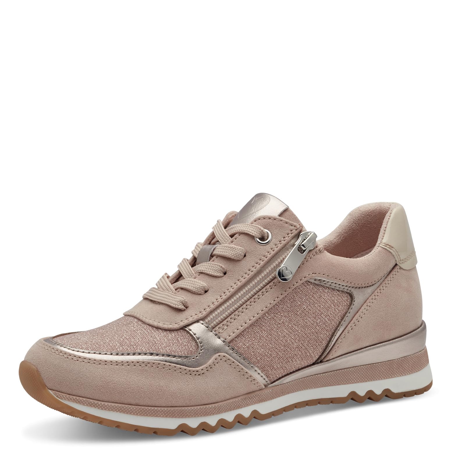 MARCO TOZZI Women's Flat Trainers with Zip Vegan, Powder Comb, 4 UK