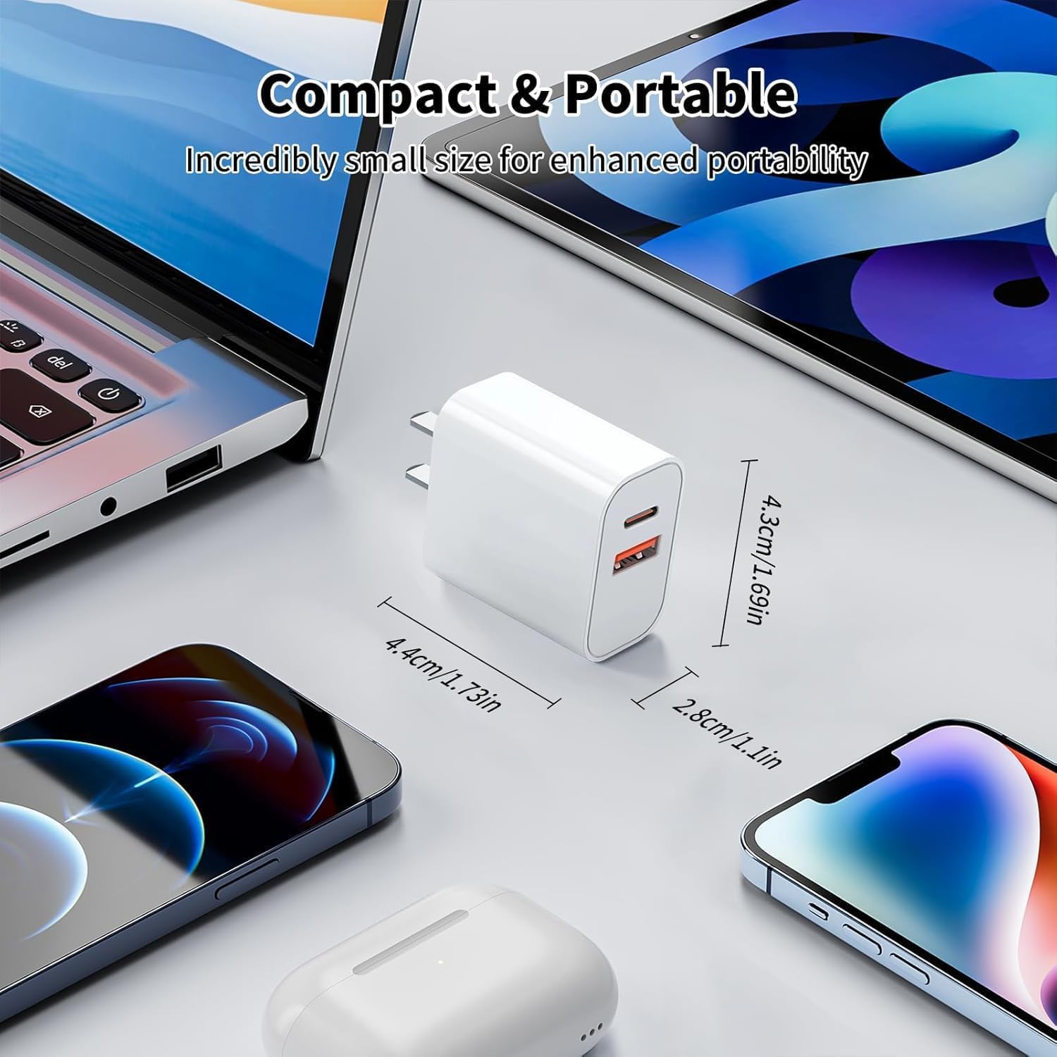 UK to USA Plug Adapter 20W 2 Port USB C & USB A Charger, American Travel Adapter for US/Canada/Mexico/Japan, Compact Wall Charger for iPhone Samsung Shaver Toothbrush — view 5