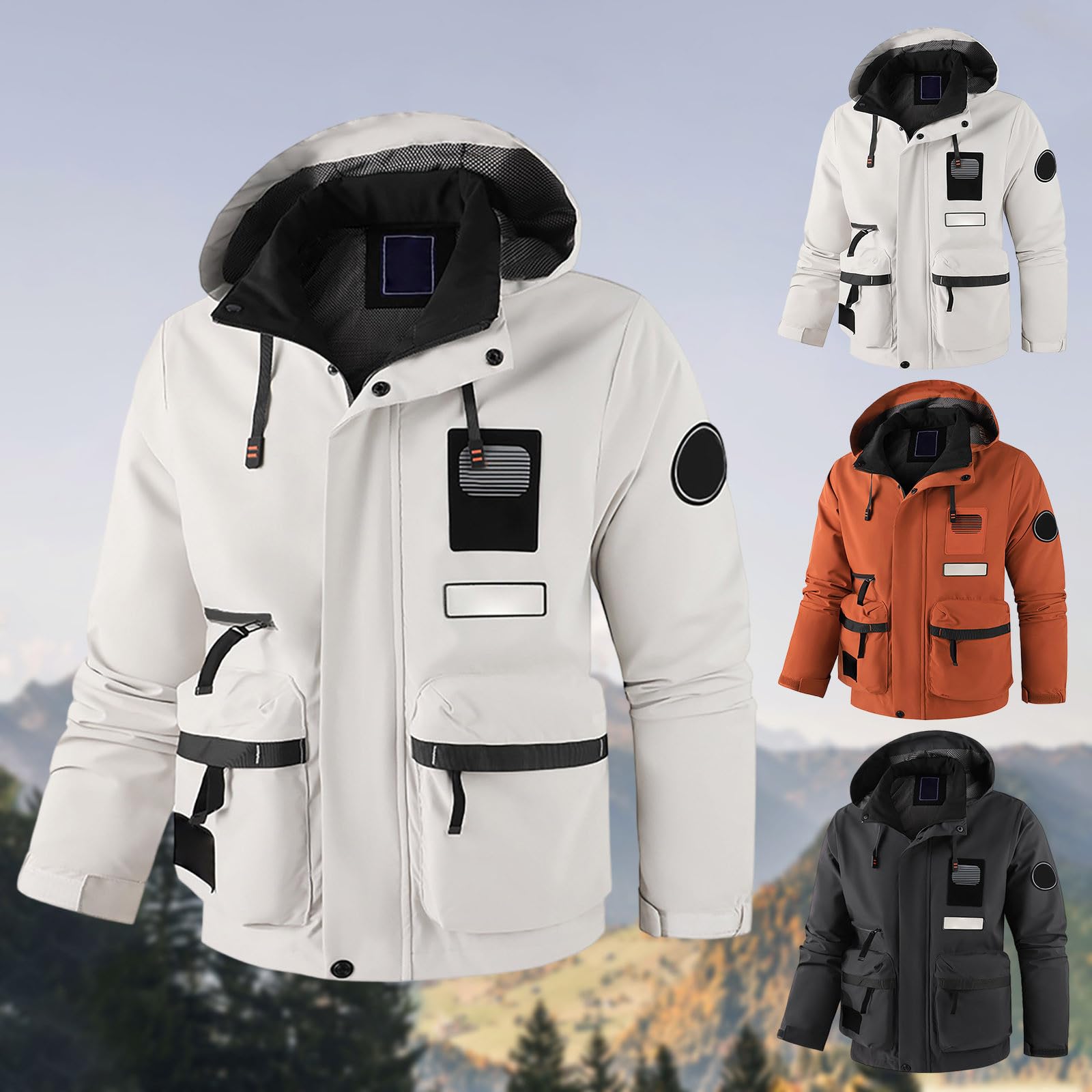 Giacca da Sci Montagna Calda Invernale Parka da Neve Imbottita Cappotto da Snowboard in Pile con Cappuccio Impermeabile Uomo Leggere Giubbotto da Coppia, Spessa Giacca in Cotone Termico