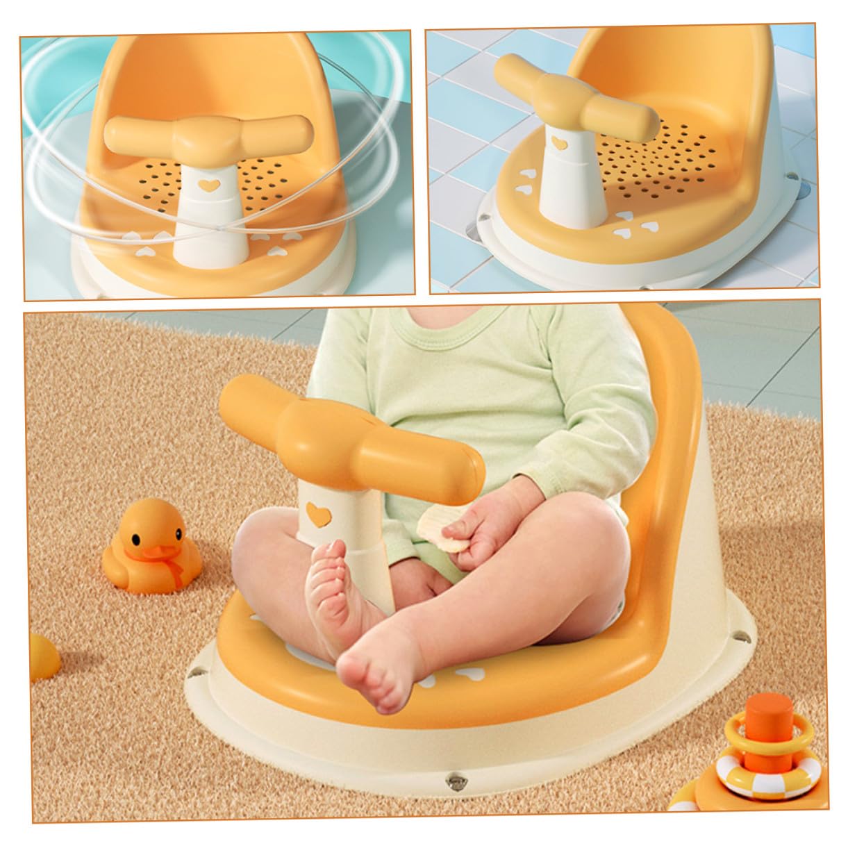 Asiento de Baño para Bebés de 6 a 12 y Resistente al Desgaste Material Pp y Tpe Adecuado para Jugar Alimentación