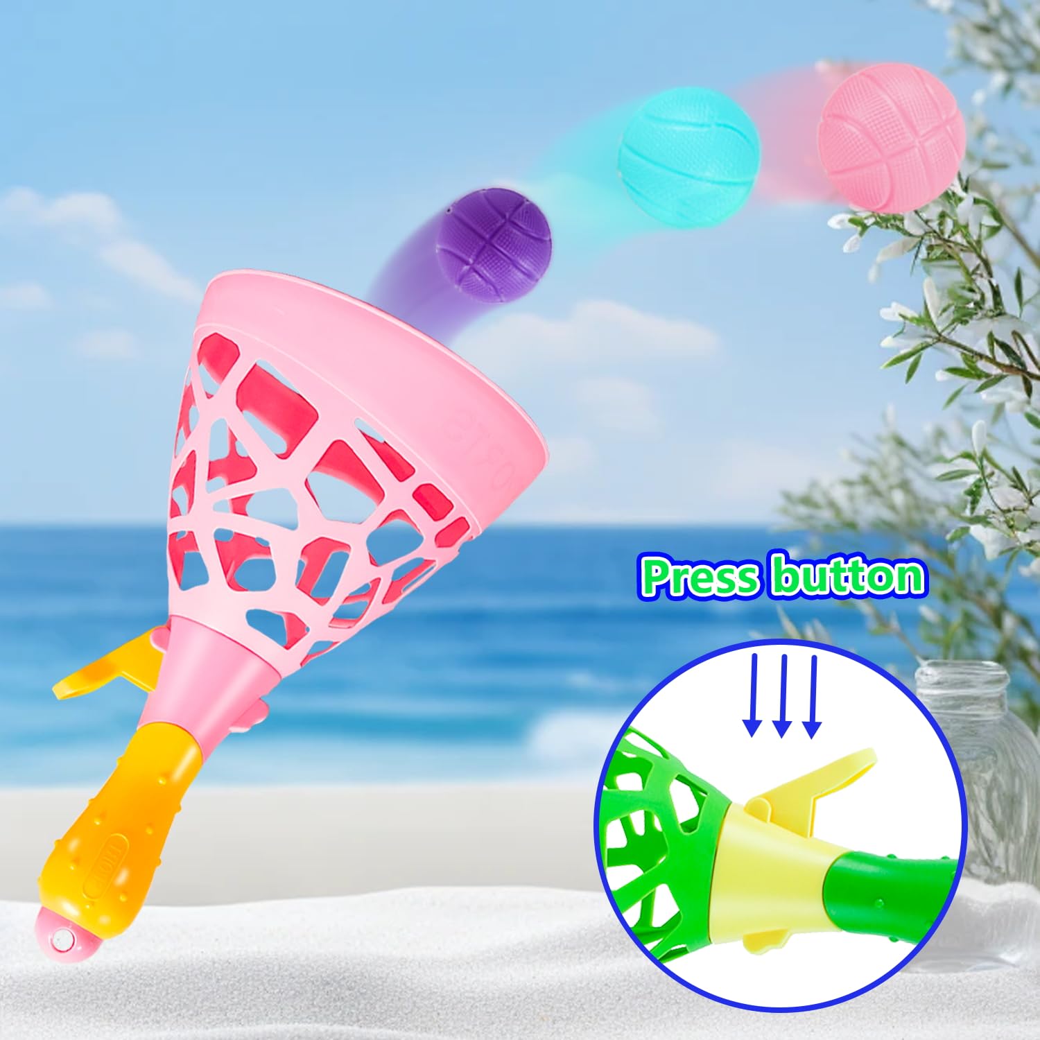 Outdoor Indoor Games Activities for Kids, Pop and Catch Ball Family Games with 2 Launcher Baskets and 10 Balls, Basket Stuffers Birthday Party Gifts Toys for Kids Ages 3 4 5 6 7 8 12+ Years Old - Image 4