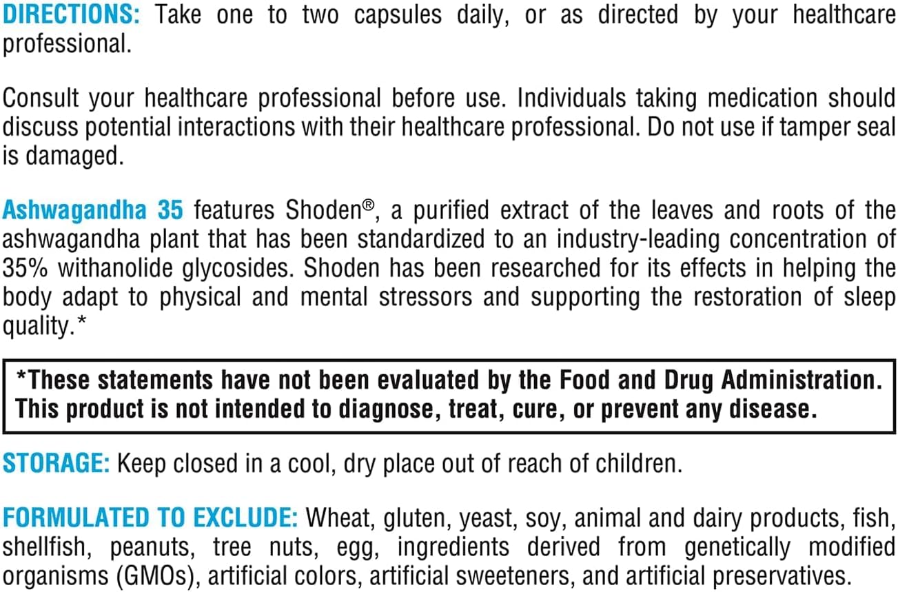 XYMOGEN Ashwagandha 35 - Patented, Purified Ashwagandha Root + Leaf Extract (35% Withanolide Glycosides) - Supports Healthy Stress Response, Relaxation and Quality Nighttime Rest (60 Capsules) - Image 5