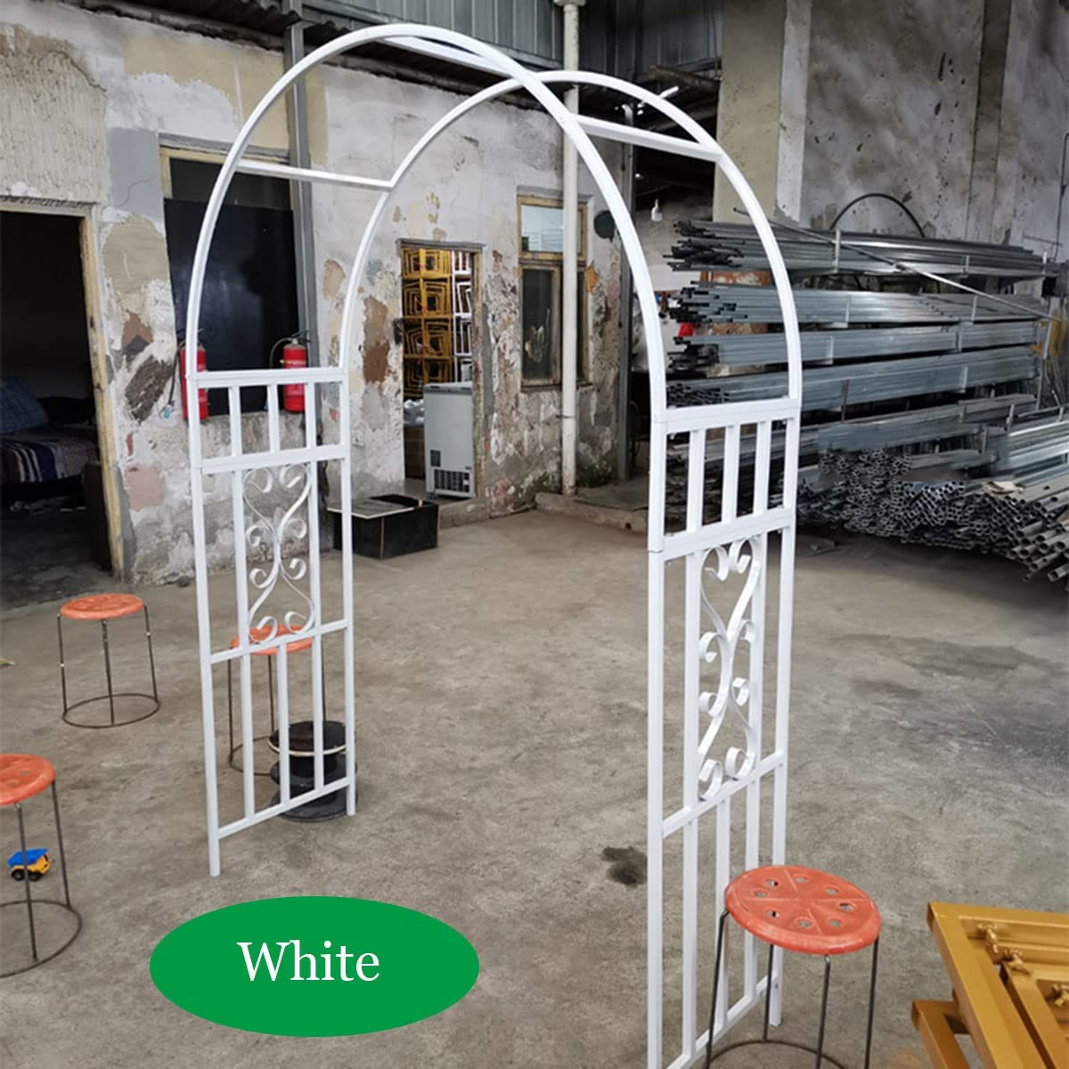 Amazon.co.jp: ブラック/白い フラワーアーチベンチ付き 大きな金属製
