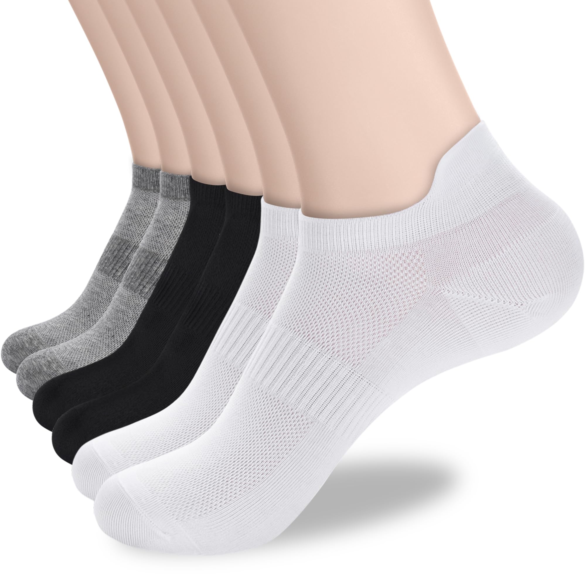 ATBITER Ankle Socks Womens and Men Thin Athletic Running Low Cut No Show Socks With Heel Tab 6/10-Pairs
