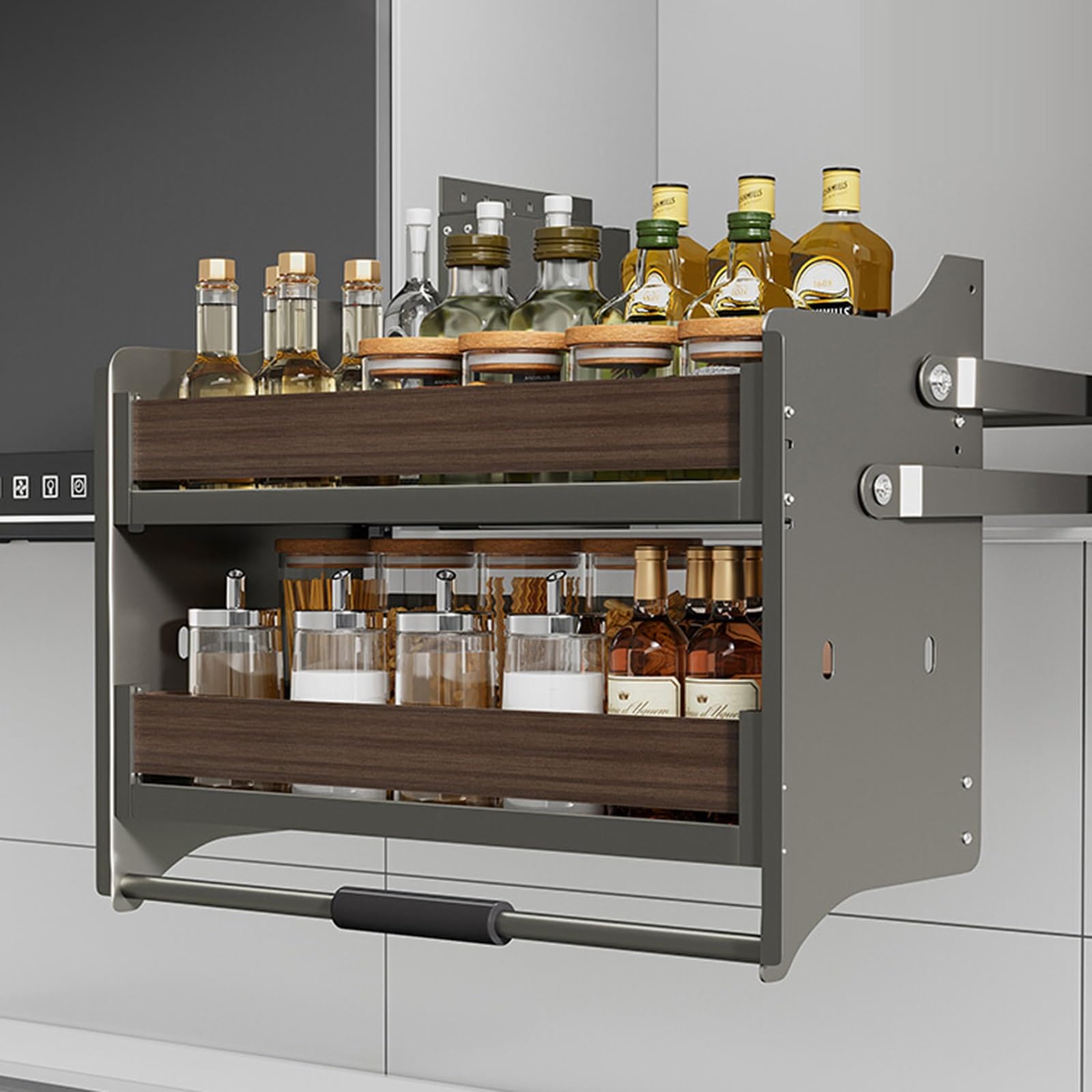 Scaffale a 2 ripiani per cucina, bar e caffetteria, con 4 pesi (61 x 26 x 53 cm) per soluzioni salvaspazio