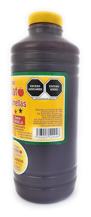 Chamoy Navolato de 5 Estrellas with Real Fruit Pulp, A Mexican Classic, Sweet, Spicy, Salty, Fruity, Snack, Michelada Sauce (1 Liter) (Ciruela)