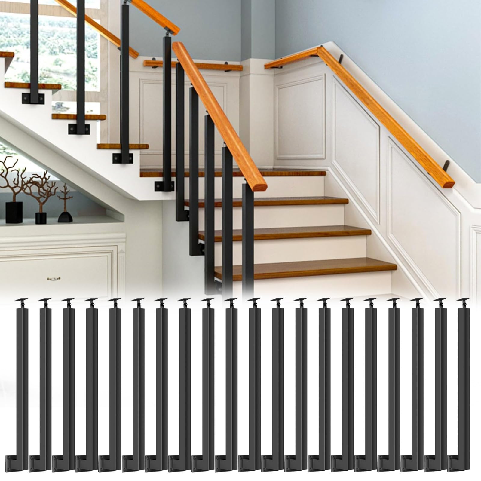 Poteaux de support métalliques de 61 cm pour réparer et sécuriser une rambarde