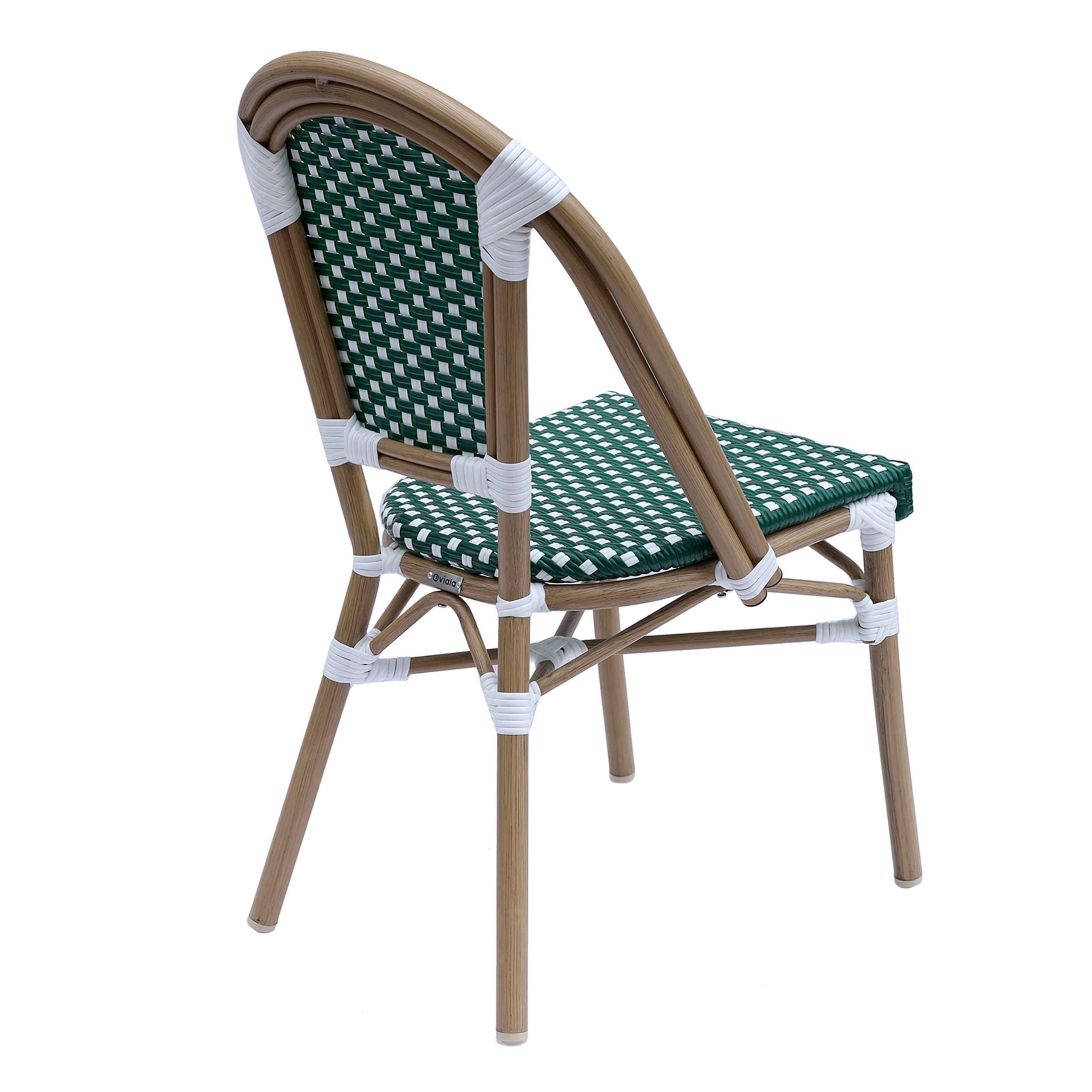 Oviala Chaise de terrasse bistrot Parisien en Aluminium et rotin Vert foncé