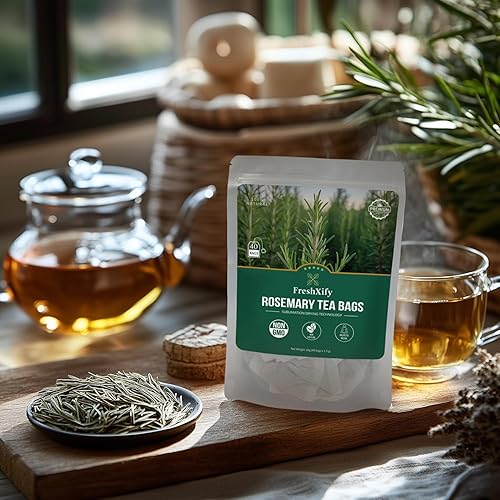 Miniatura 9 de Té de hierbas de romero premium, té de hierbas de romero 100% puro, sin gluten, sin aditivos, sin cafeína, vegano (120 bolsas de té)