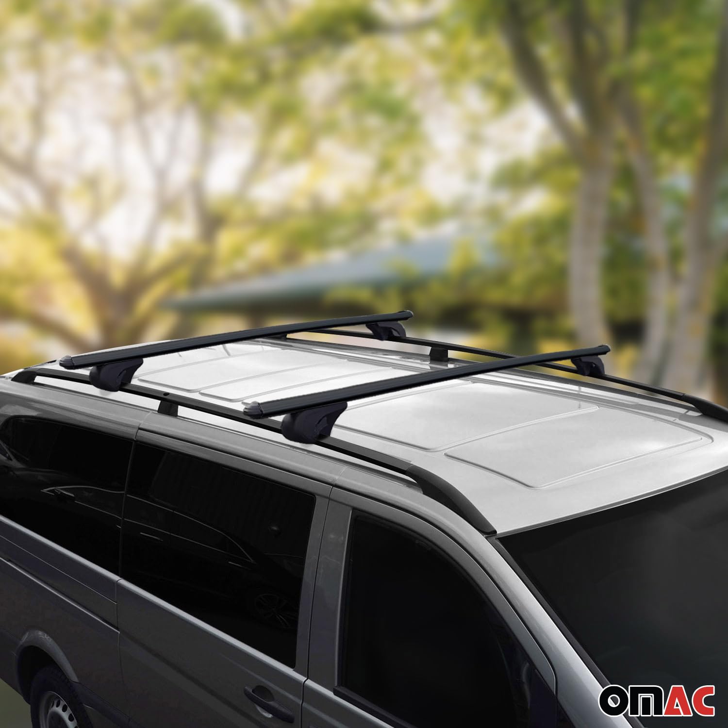 Lot de 2 barres de toit en aluminium anodisé - Compatible avec VW Caddy L1 2003-2015 - Noir