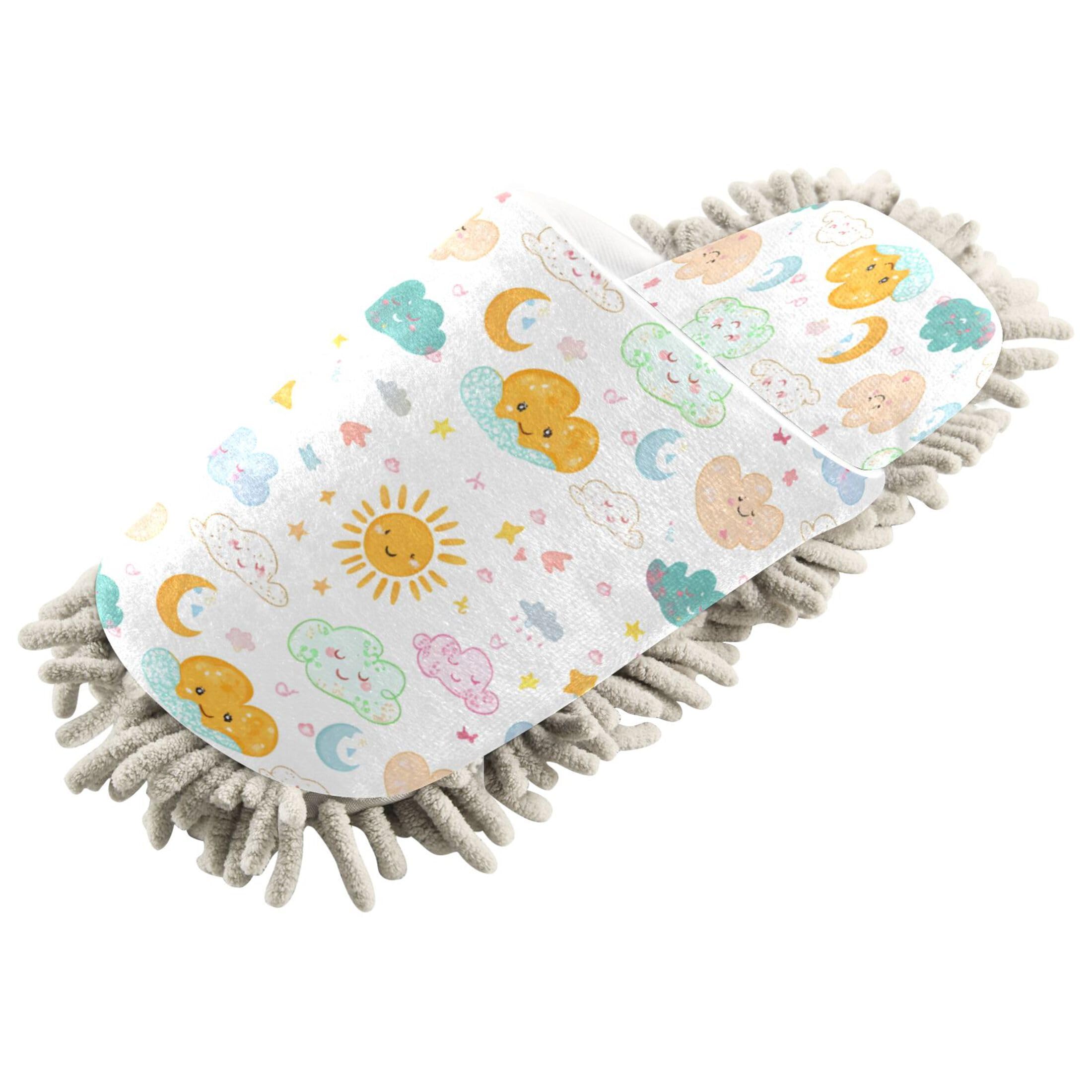 Kigai Clouds Mop Slippers for Floor Cleaning, Slippers for Women Men, Microfiber Floor Cleaning, M