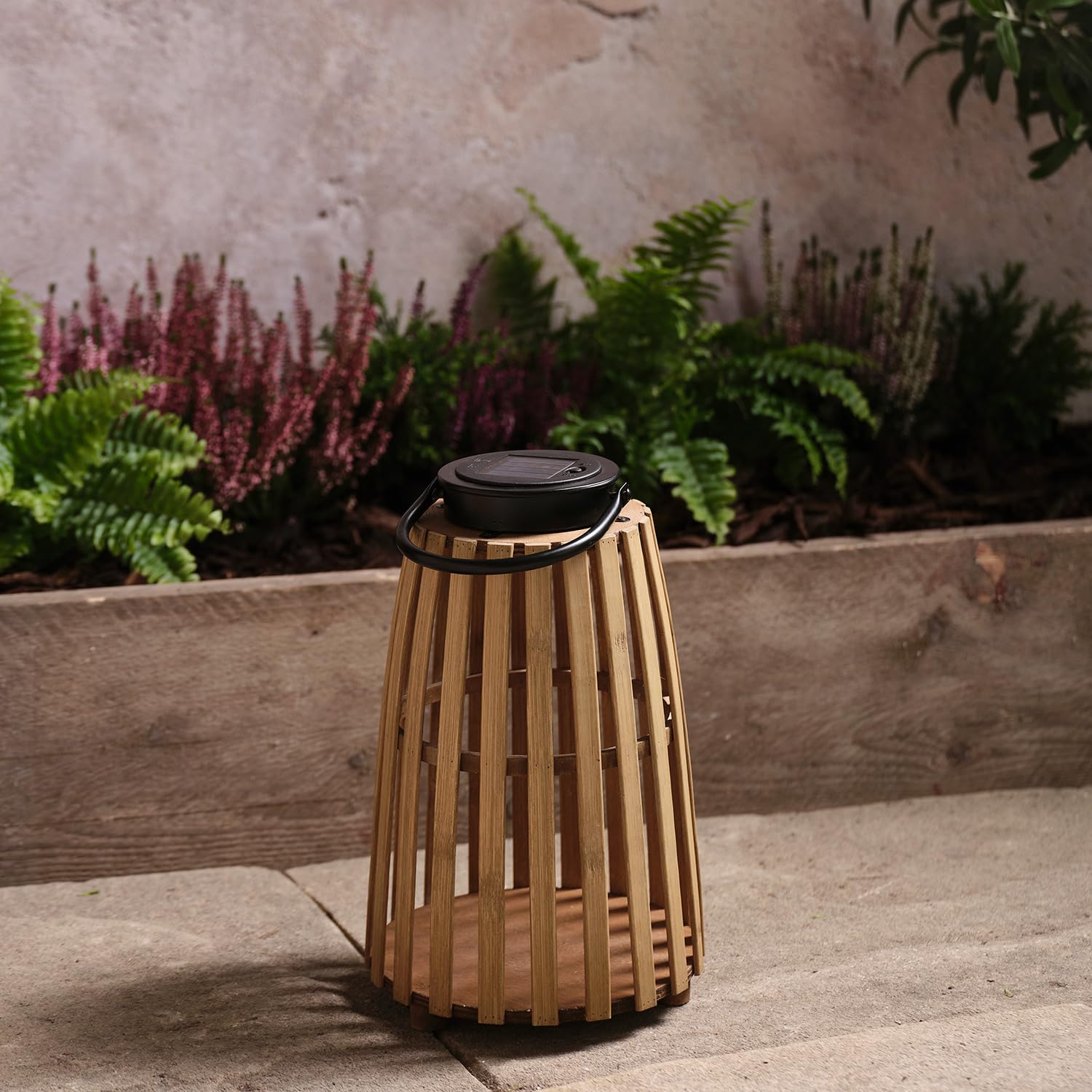 Lights4fun Wooden Sol Solar Lantern With Warm White Led, Outdoor Decorative Garden Lantern For Patios, Pathways & Summer Home Styling