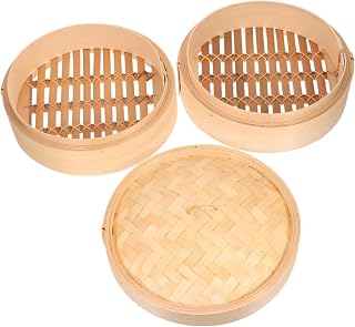 Traditional Steamer Basket with Lid Steamer for Dumplings Buns Vegetables Chicken Cooking at Home Chinese Restaurants Reusable and Easy to Clean