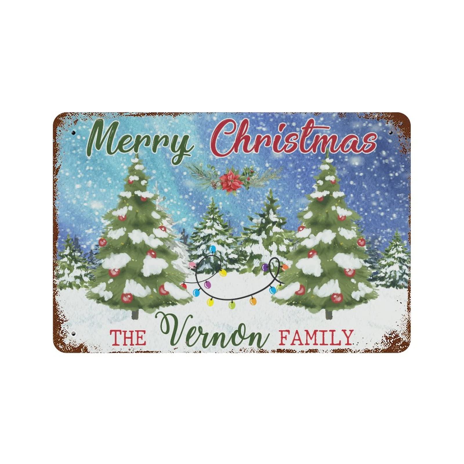 Panneau de Noël personnalisé vintage et déco de rue de ferme Merry Christmas
